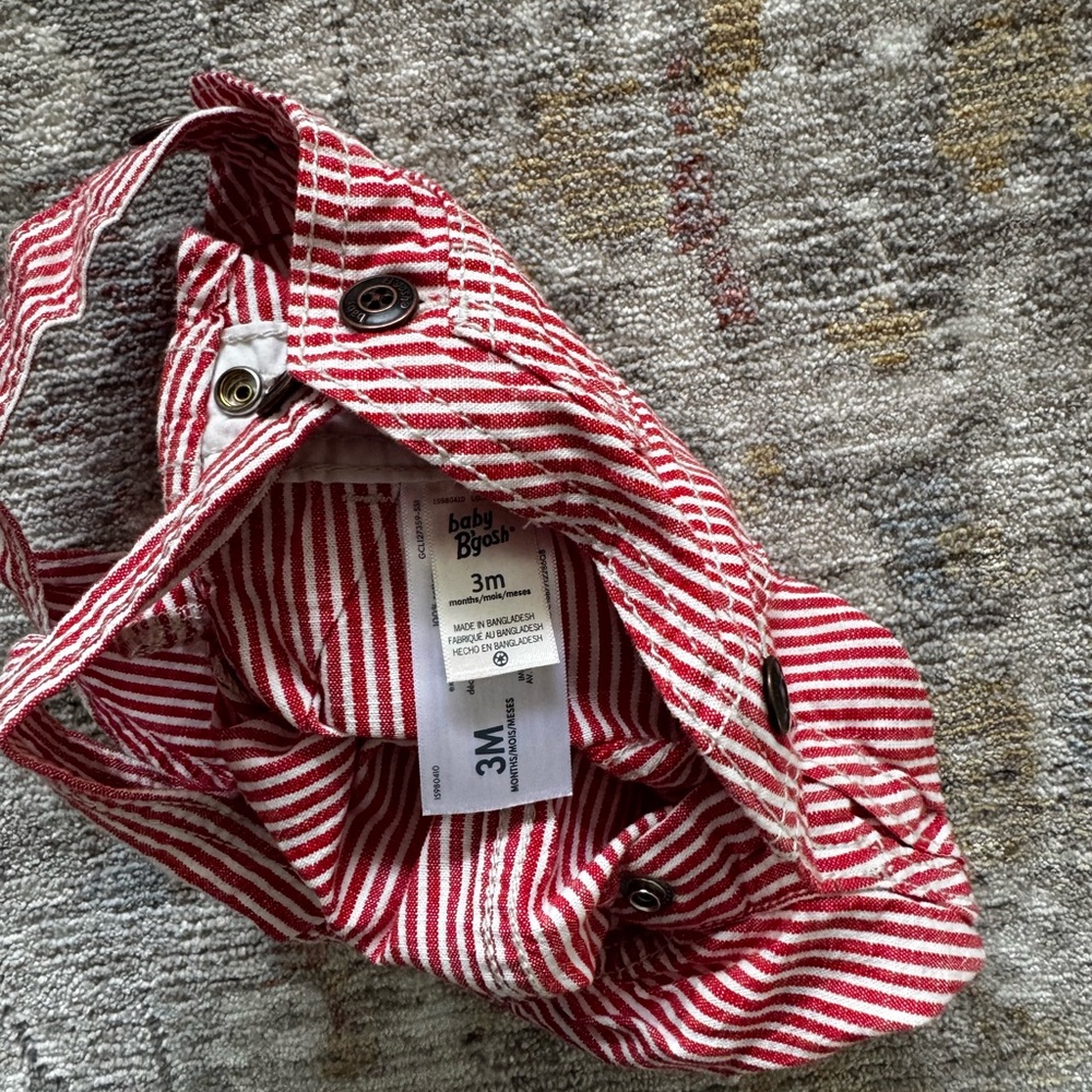 OshKosh B'gosh Red and White Striped Overalls - Picture 3 of 3